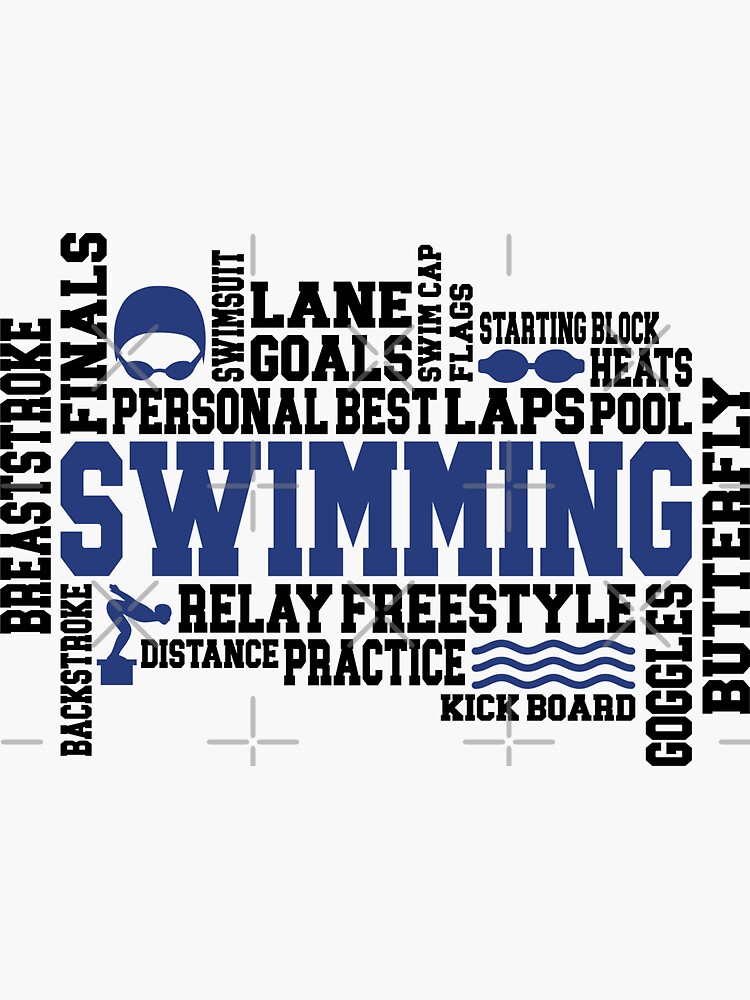 "Swimming Word Art" Sticker for Sale by Deestylistic Redbubble
