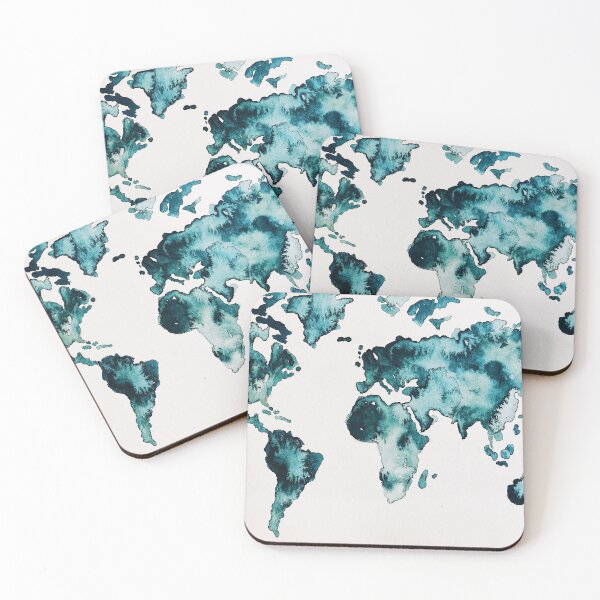 Item preview, Blue Watercolor world map  designed and sold by jordanleeann.