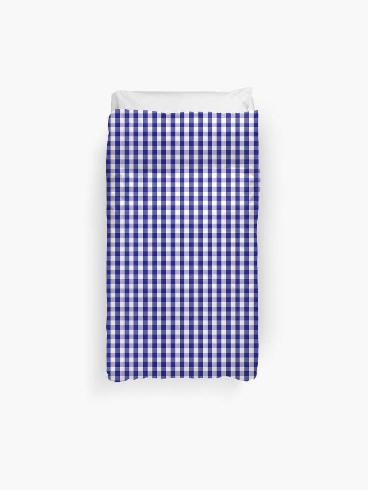 Small Navy Blue And White Gingham Check Plaid Pattern Duvet Cover