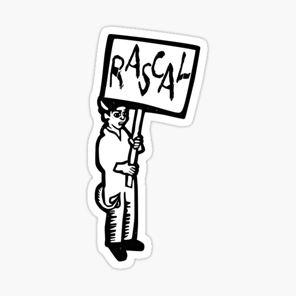 Rascal, boef, black and white print Sticker