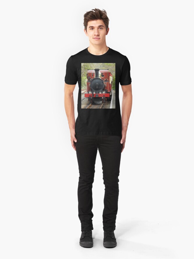 Alternate view of Isle of Man Steam Engine Ballasalla Station Slim Fit T-Shirt