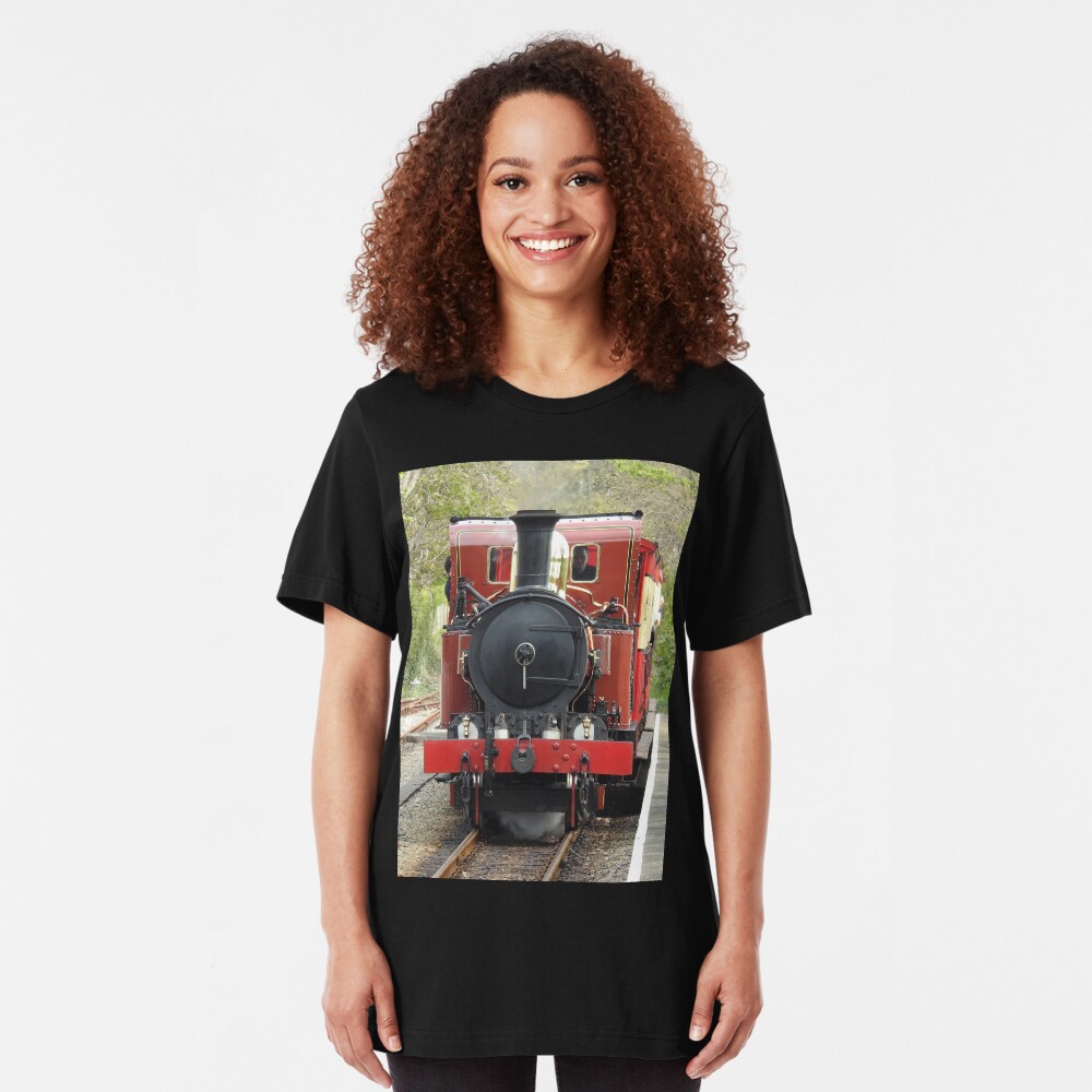 Isle of Man Steam Engine Ballasalla Station Slim Fit T-Shirt