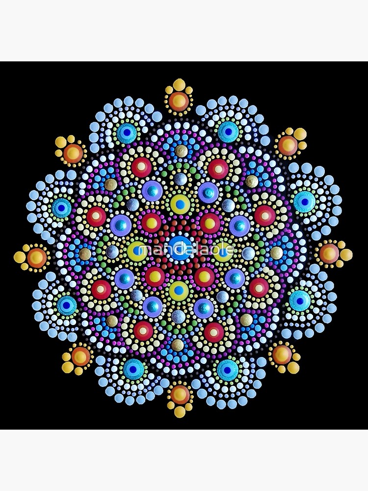 Original Dot Mandala Painting on Round Canvas. Ocean Shimmer Dot