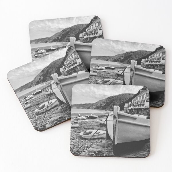 Item preview, Boat at low tide - Clovelly, Devon - a black and white study designed and sold by mcworldent.