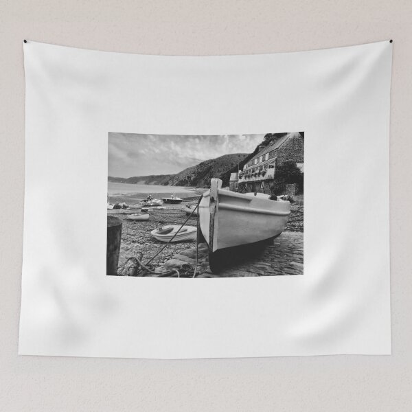 Item preview, Boat at low tide - Clovelly, Devon - a black and white study designed and sold by mcworldent.