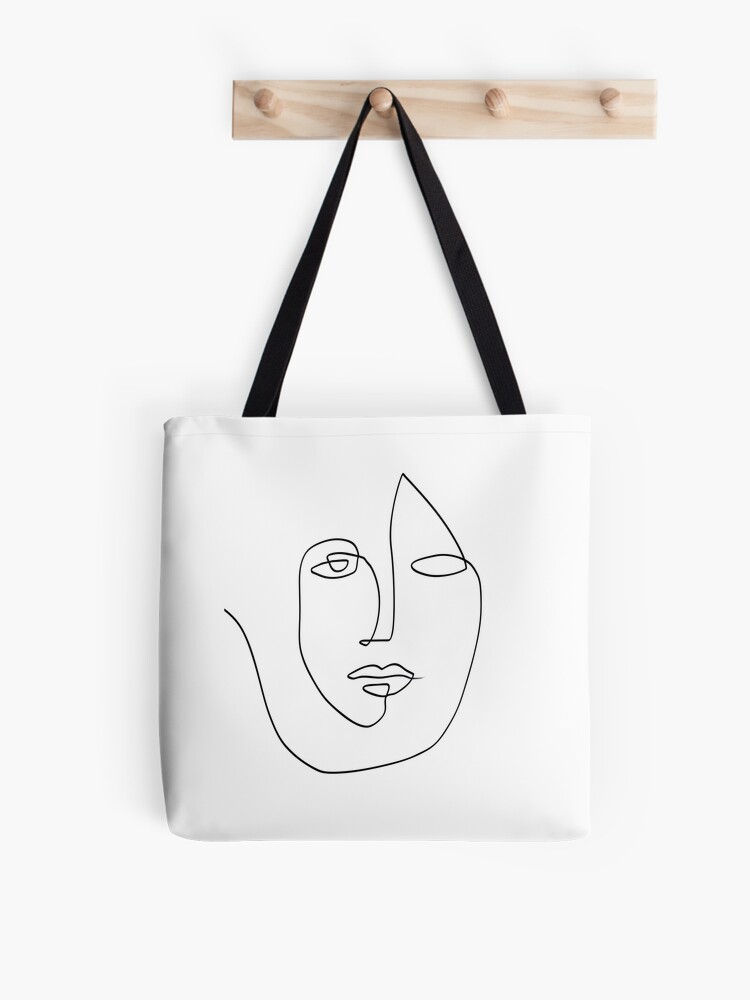 4 Pack Canvas Tote Bag Aesthetic Line Art Canvas Bag Abstract