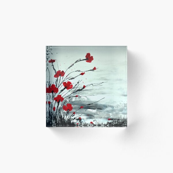 Mohn im Wind Acrylblock