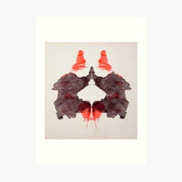 INKBLOT. Psychology, Second blot, Rorschach, inkblot test. Art Print