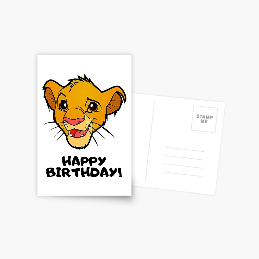 Carte De Vœux Joyeux Anniversaire Le Roi Lion Simba Par Rotembutzian Redbubble