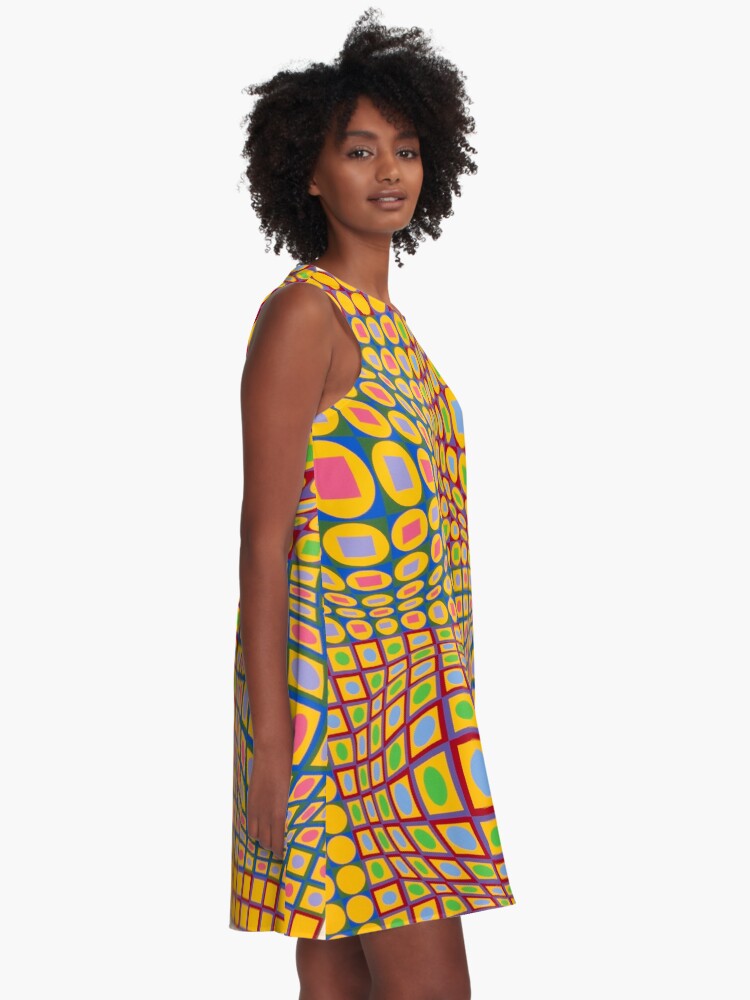 Alternate view of Op Art. Victor #Vasarely, was a Hungarian-French #artist, who is widely accepted as a #grandfather and leader of the #OpArt movement A-Line Dress