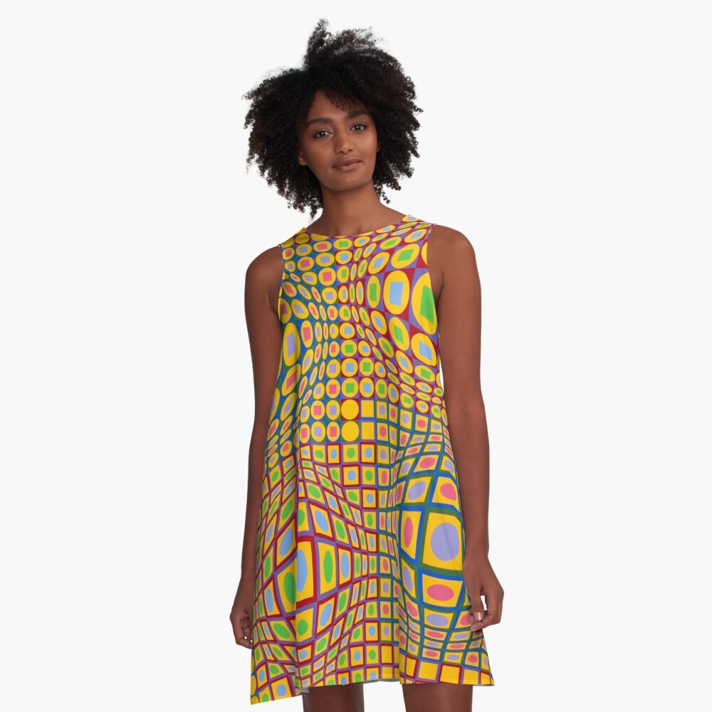 Op Art. Victor #Vasarely, was a Hungarian-French #artist, who is widely accepted as a #grandfather and leader of the #OpArt movement A-Line Dress 