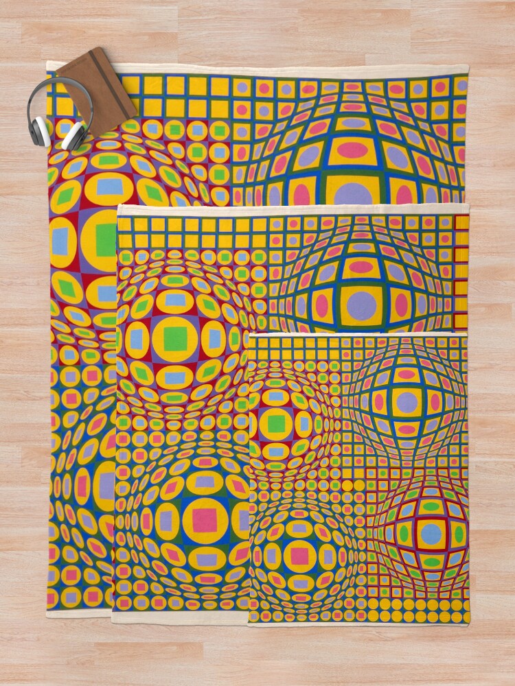 Alternate view of Op Art. Victor #Vasarely, was a Hungarian-French #artist, who is widely accepted as a #grandfather and leader of the #OpArt movement Throw Blanket
