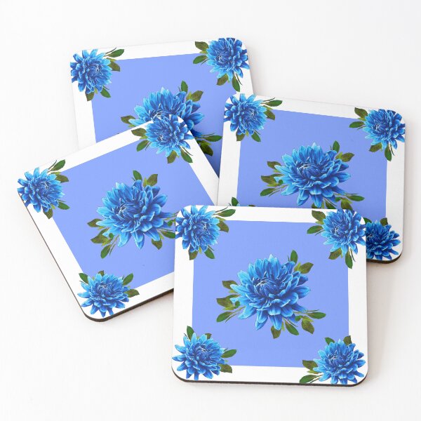 Item preview,   BLUE DAHLIAS GARDEN BOUQUET WHITE-BLUE DESIGN designed and sold by sharlesart.