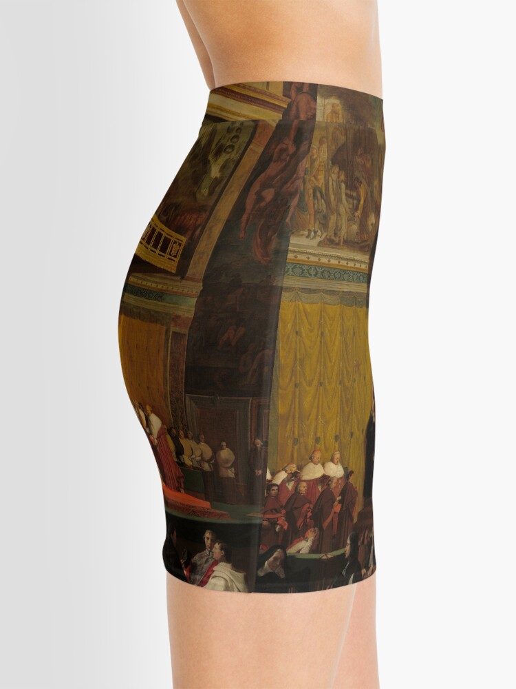 Alternate view of Pope Pius VII in the Sistine Chapel Oil Painting by Jean-Auguste-Dominique Ingres Mini Skirt