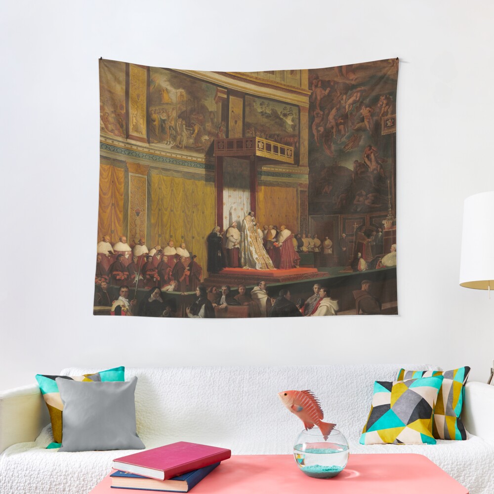 Pope Pius VII in the Sistine Chapel Oil Painting by Jean-Auguste-Dominique Ingres Tapestry