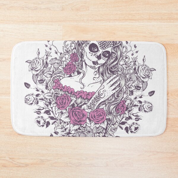 Item preview, Girl with death mask and roses in tattoo style designed and sold by NotoriousHuSkY.