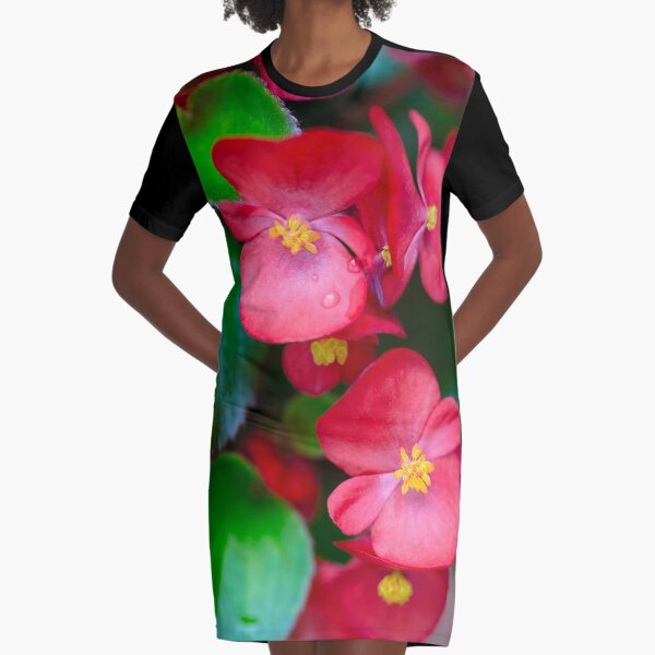 Pink Tropical Floral Graphic T-Shirt Dress