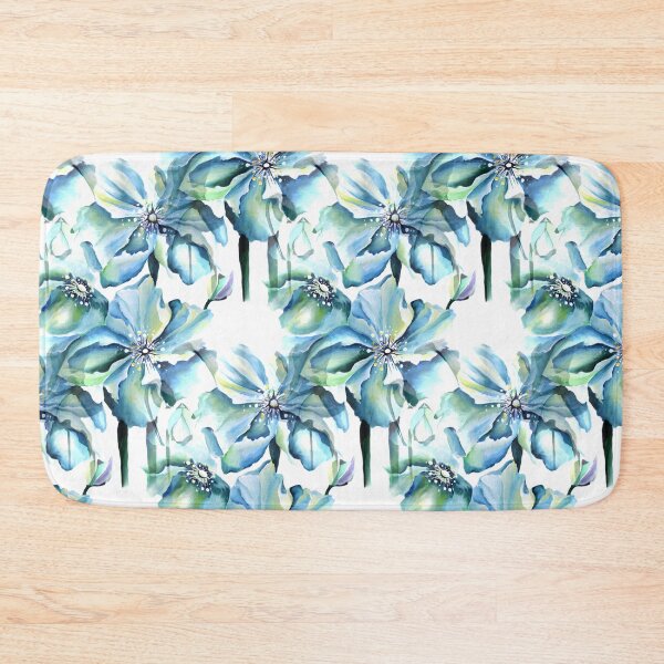 Item preview, Watercolor Himalayan Blue Poppies in Surreal Teal Green Colors designed and sold by Nisuris.