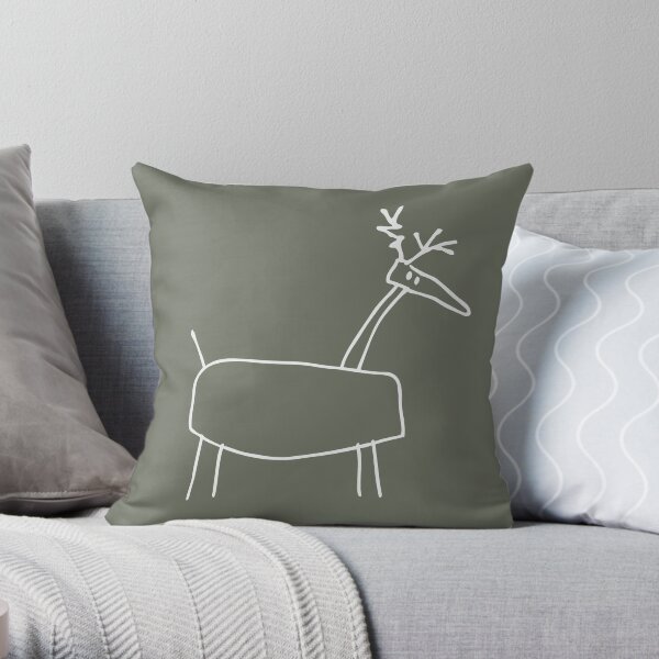 Poro the Reindeer (outline white) Throw Pillow