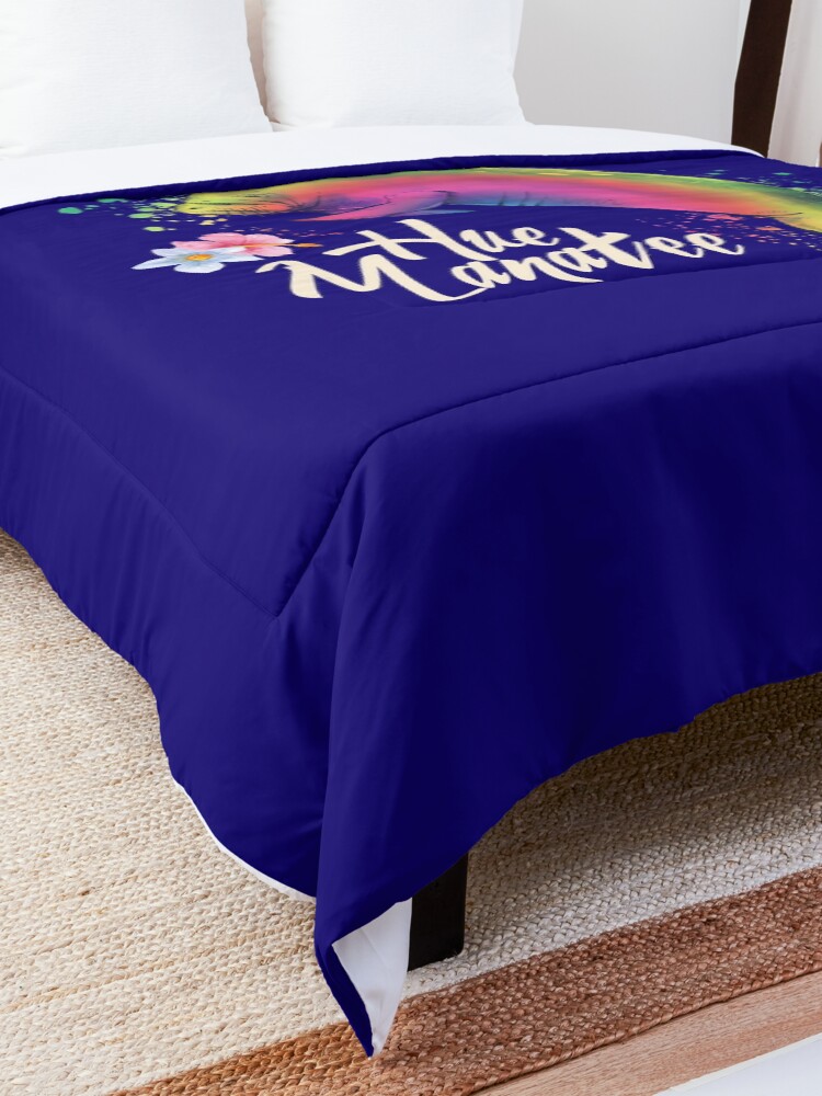 Alternate view of Manatee Cute Sea Cow With Flowers Hue Manatee Humanity Fun Colorful Art Comforter