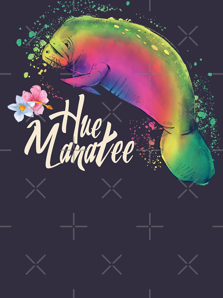 Manatee Cute Sea Cow With Flowers Hue Manatee Humanity Fun Colorful Art by thespottydogg