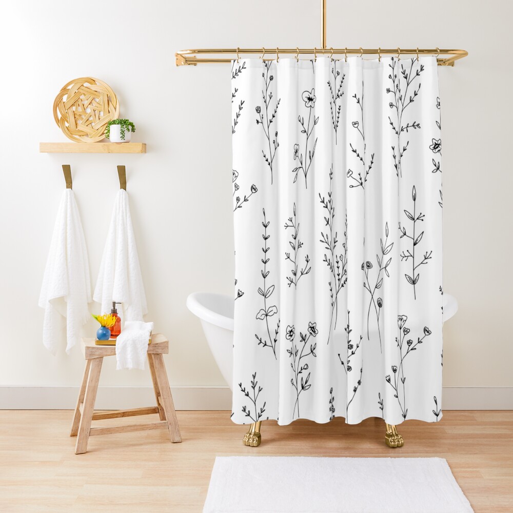 New Wildflowers White Shower Curtain
