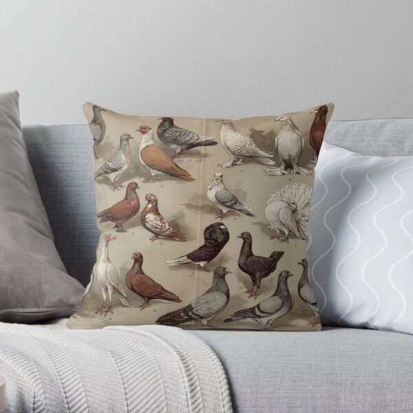 Pigeon Breeds Chart Throw Pillow