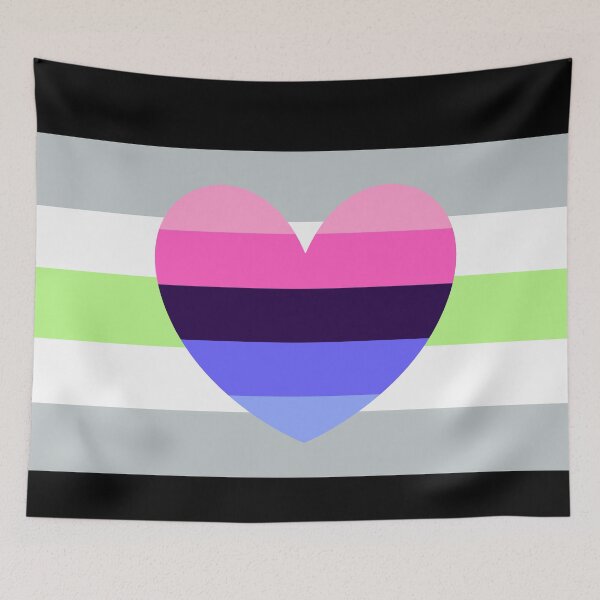 Aperçu de l'œuvre agender flag with omnisexual heart créée et vendue par Simplipride.