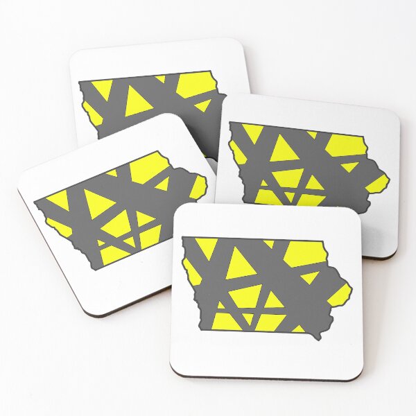 Item preview, Iowa State Map Yellow and Gray Geometric Pattern designed and sold by lukaskugler.