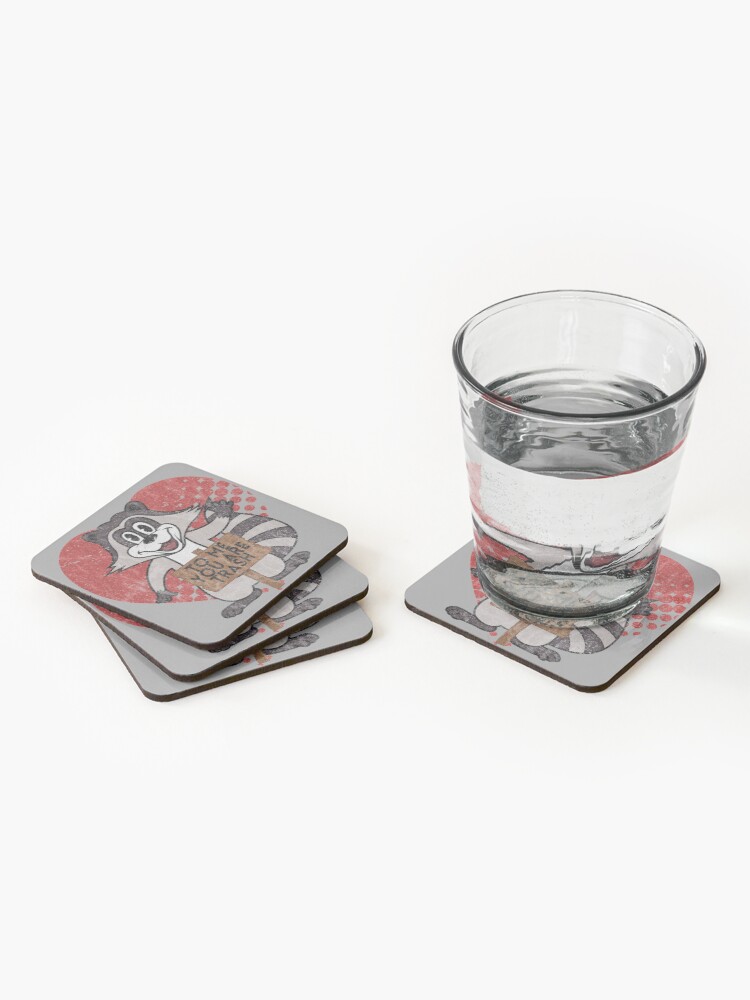 Alternate view of Trash Panda Raccoon To Me You Are Trash Fun Sarcastic Love Heart Racoon Coasters (Set of 4)