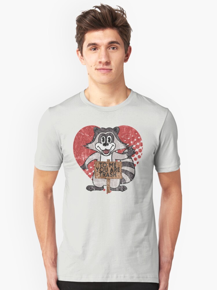 Alternate view of Trash Panda Raccoon To Me You Are Trash Fun Sarcastic Love Heart Racoon Slim Fit T-Shirt