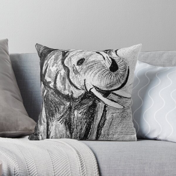 Wild Elephant Throw Pillow