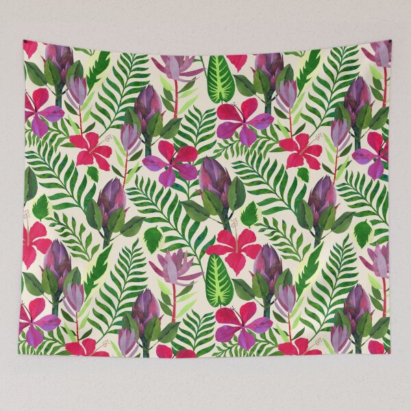 Item preview, Tropical Floral Collaged Seamless Repeat Pattern designed and sold by Lesley Fitzpatrick.