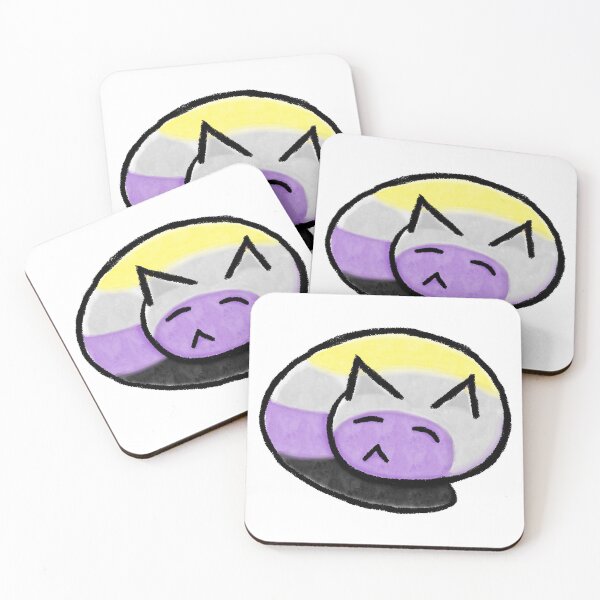 Item preview, Non-Binary Pride Pictoglyph Spiral Sleeping Cat designed and sold by Argent Whiskers.