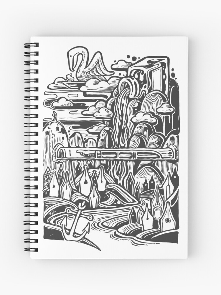 Fantasy World Of Fountain Pens Nibs Inks Pen Collector Lover Spiral Notebook By Liyin Redbubble