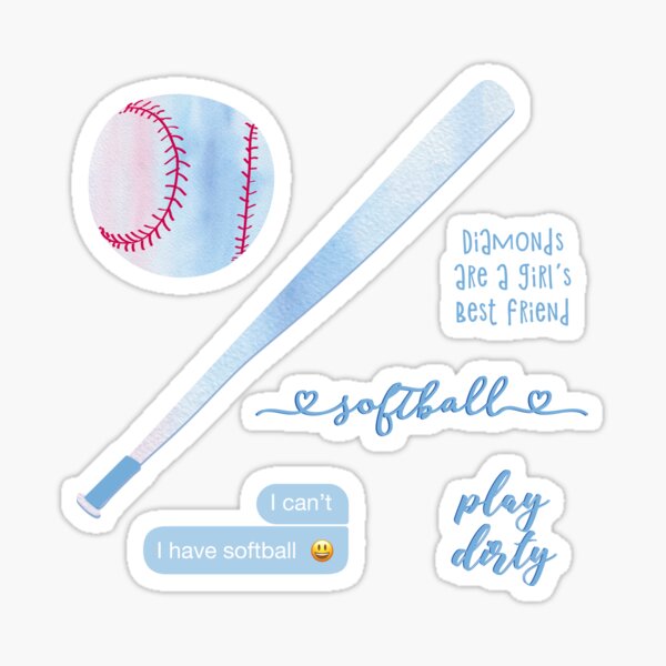 Light Blue Watercolor Softball Sticker Pack Sticker