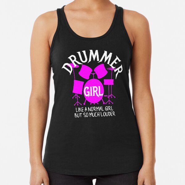 Drummergirl Schlagzeug lustiger Spruch pink Racerback Tank Top