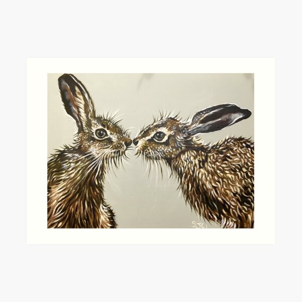 Download The Kissing Hares Art Print By Sjwhitworthart Redbubble