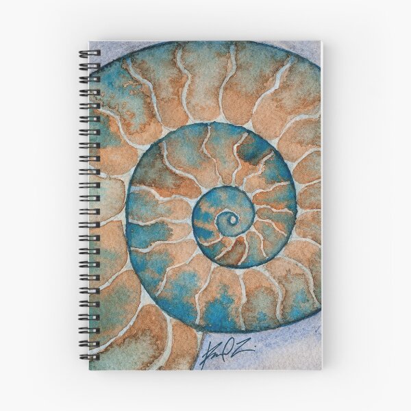 Item preview, Ammonite fossil watercolor painting designed and sold by RedFinchDesigns.