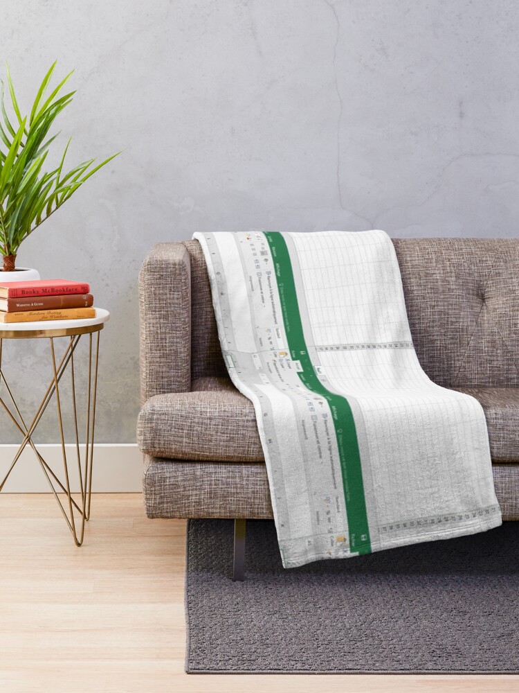 Alternate view of Excel spreadsheet Throw Blanket
