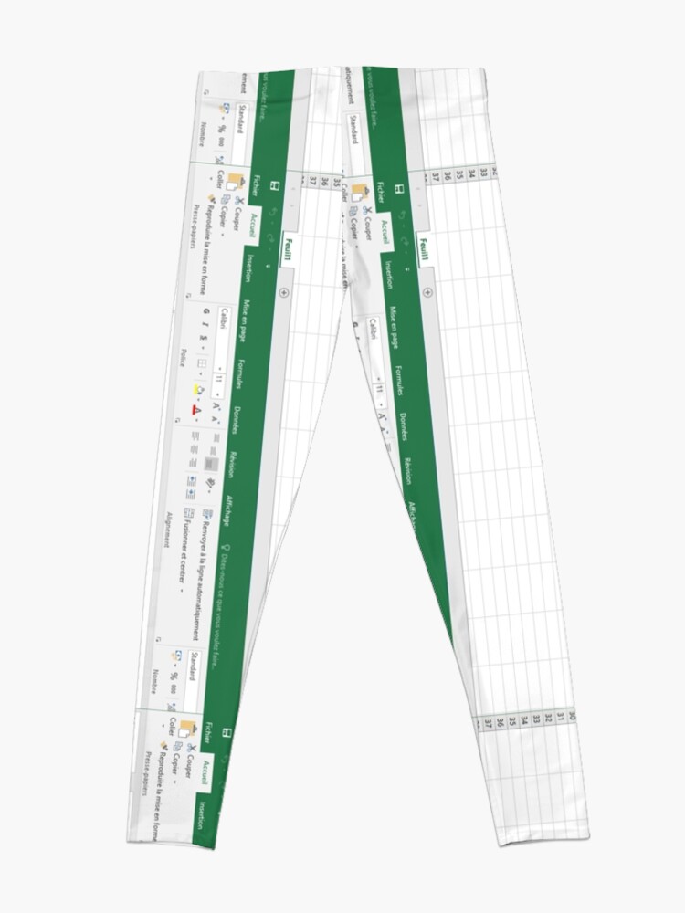 Alternate view of Excel spreadsheet Leggings