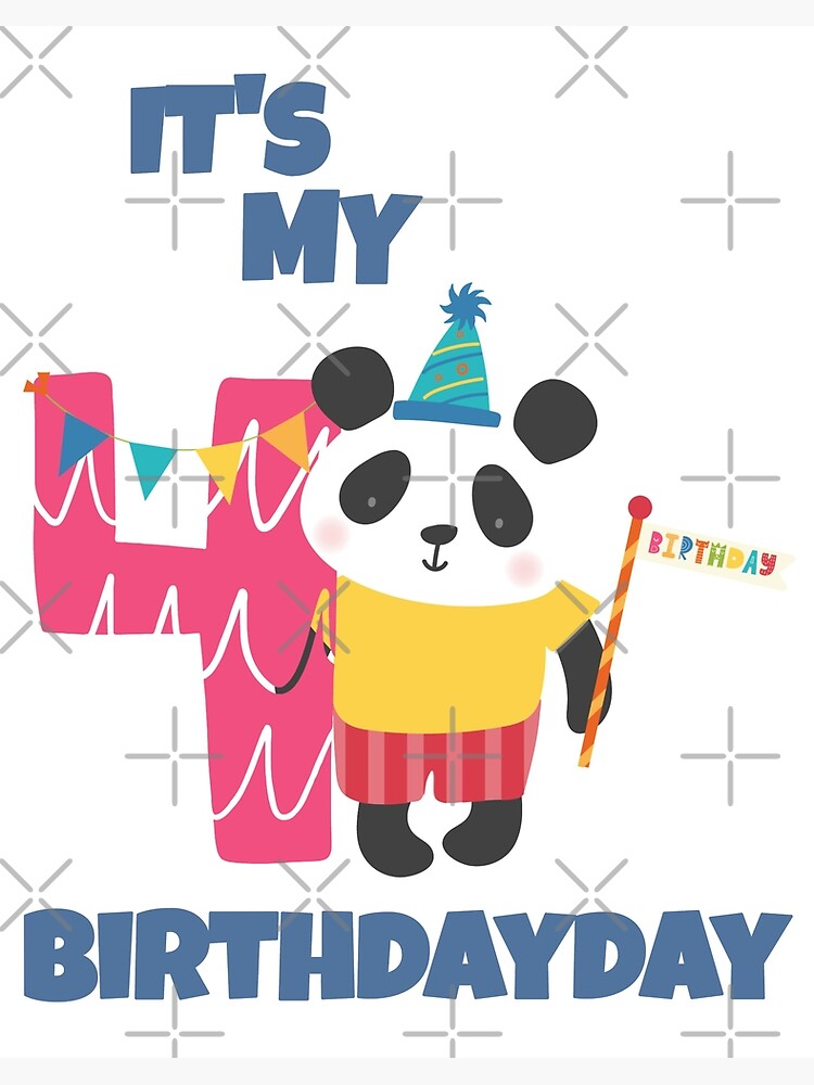 Lámina rígida for Sale con la obra «Mi 4to cumpleaños, feliz 4to cumpleaños,  feliz cuarto cumpleaños Panda Design para niños y niñas» de MKCoolDesigns  MK