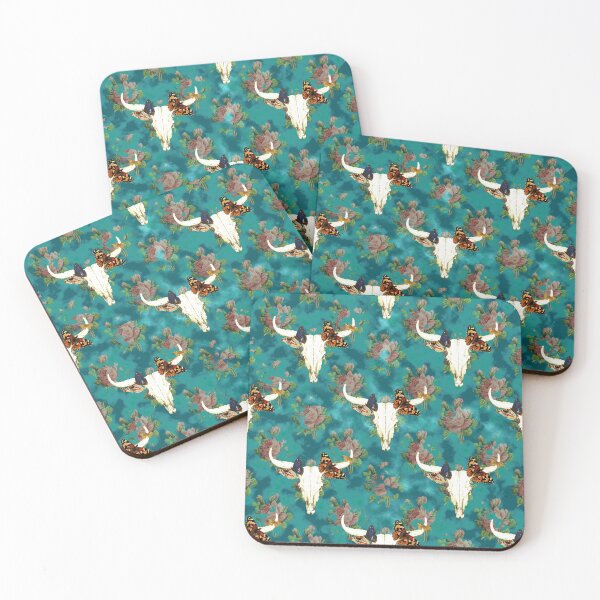 Item preview, Skull and roses - teal designed and sold by CharlieCreates.