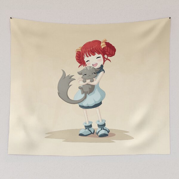 Item preview, Girl and a Cat designed and sold by freeminds.
