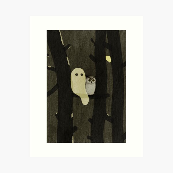 Little Ghost & Owl Art Print