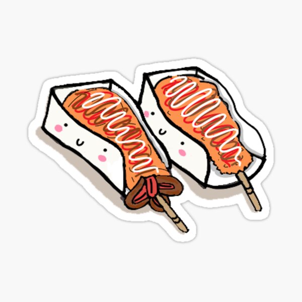 tokkebi gamja hotdog korean style drawing sticker with ketchup