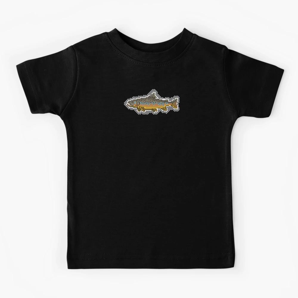 Pixel Art Brown Trout Fishing Shirt Kids T-Shirt for Sale by RiverLegends