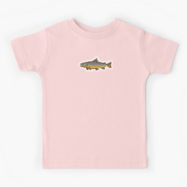 Pixel Art Brown Trout Fishing Shirt Kids T-Shirt for Sale by