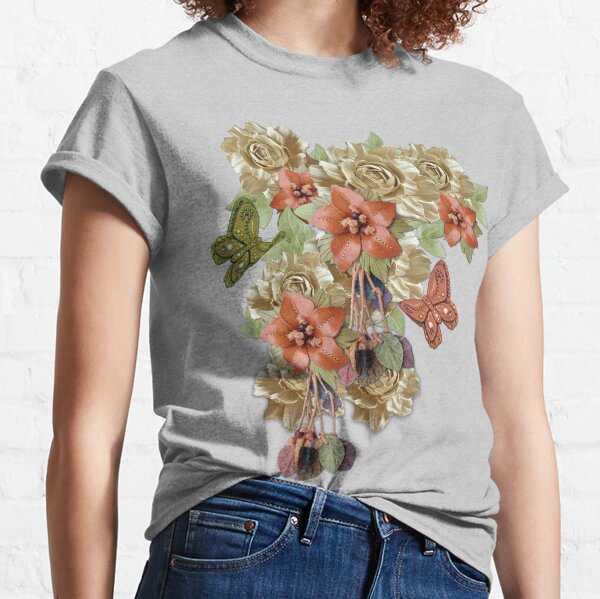 Leather Flowers & Butterflies Classic T-Shirt