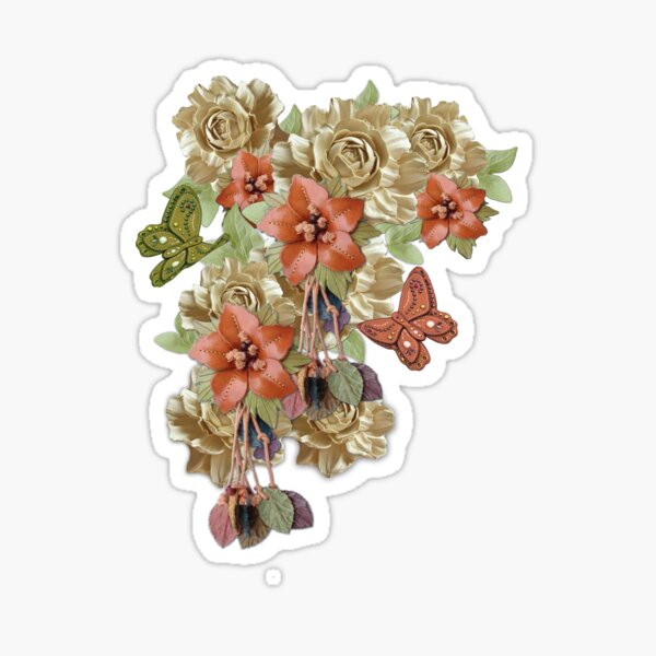 Leather Flowers & Butterflies Sticker